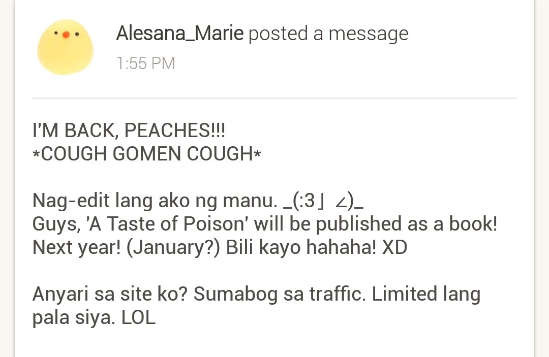 Alesana Marie posted a message on her Wattpad Account