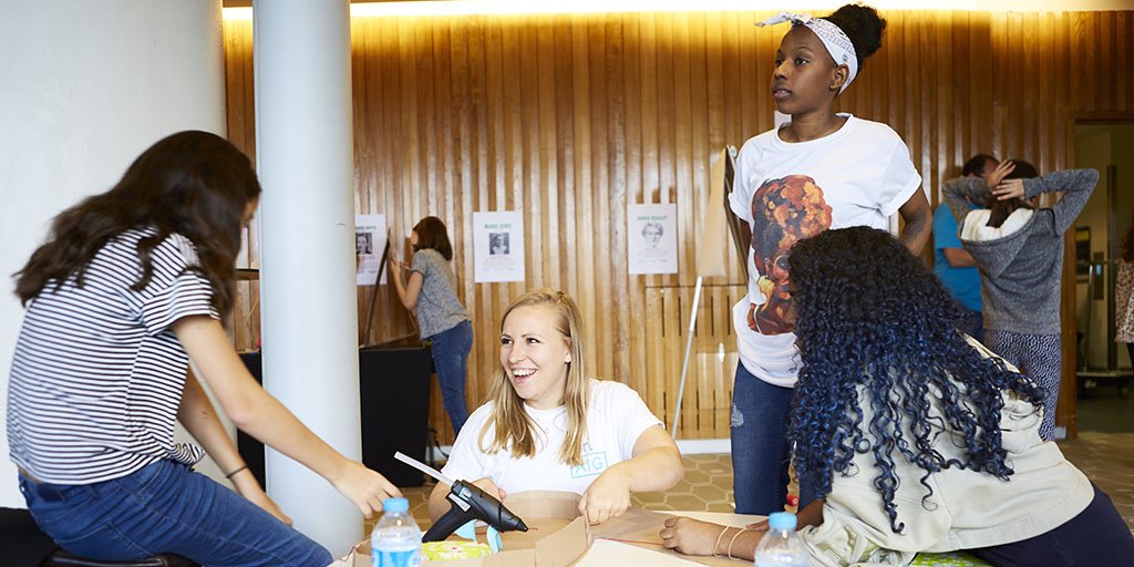 AIGemea's tweet photo. Thrilled to welcome local students yesterday at our #g4gAIG Design Hackathon! The girls had great ideas for future inventions that could improve their lives – at home, at school &amp; in their community. 

#AnythingIsPossible @green4girls @southbankcentre https://t.co/cD5KMTr9DZ