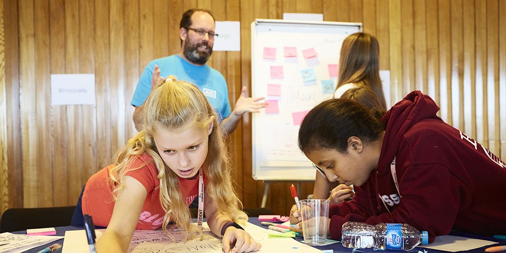AIGemea's tweet photo. Thrilled to welcome local students yesterday at our #g4gAIG Design Hackathon! The girls had great ideas for future inventions that could improve their lives – at home, at school &amp; in their community. 

#AnythingIsPossible @green4girls @southbankcentre https://t.co/cD5KMTr9DZ