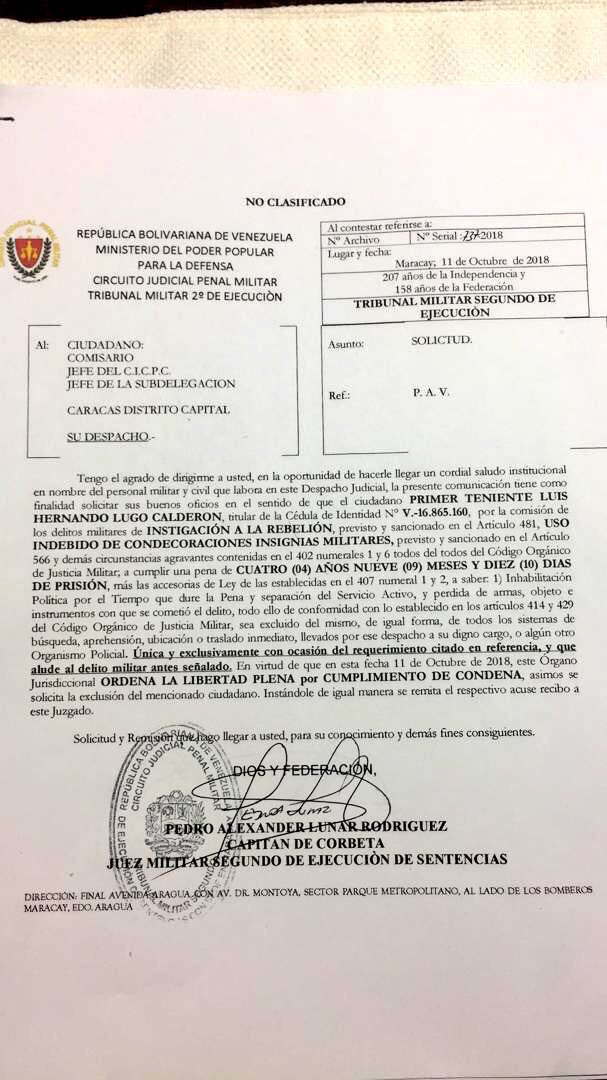 Hace una semana y un día le otorgan Libertad Plena a mi hermano Luis Lugo, La alegría no nos cabía en el pecho. HOY se encuentra secuestrado por el DGCIM.