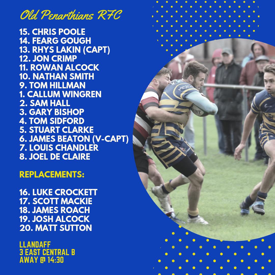 1st XV for tomorrow's weekend league fixture away at <a href="/Llandaff_RFC/">Llandaff RFC</a>. 2nd XV are also away V <a href="/Llandaff_RFC/">Llandaff RFC</a> 2nd XV - venue TBC.
Both games KO at 2.30pm
#OldPens #OneClub <a href="/WRU_Community/">WRU Community - Wrth galon y genedl</a> <a href="/DistrictBGMG/">District B GMG</a> <a href="/AllWalesSport/">All Wales Sport</a>