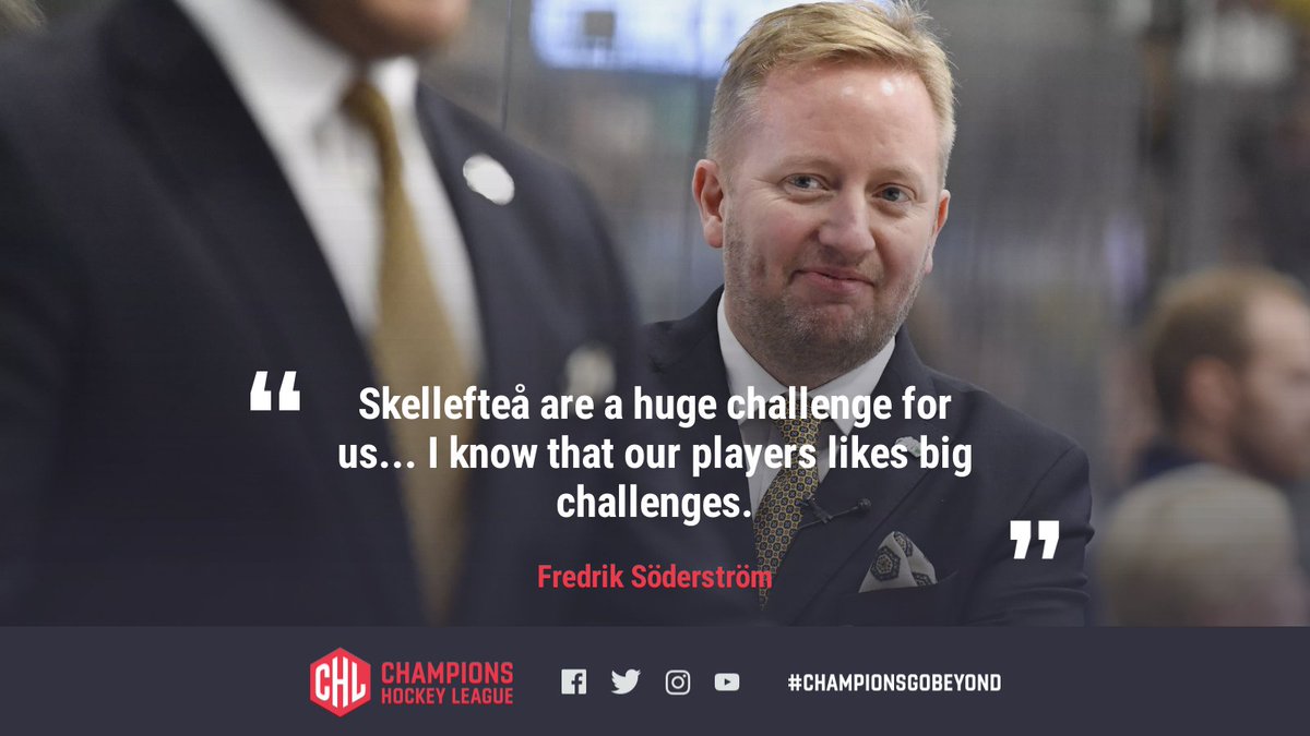 championshockey's tweet photo. 🗣 @StorhamarHockey Head Coach on facing @skelleftea_aik in the CHL playoffs - there'll be ready! #ChampionsGoBeyond https://t.co/H4BDTHXrki