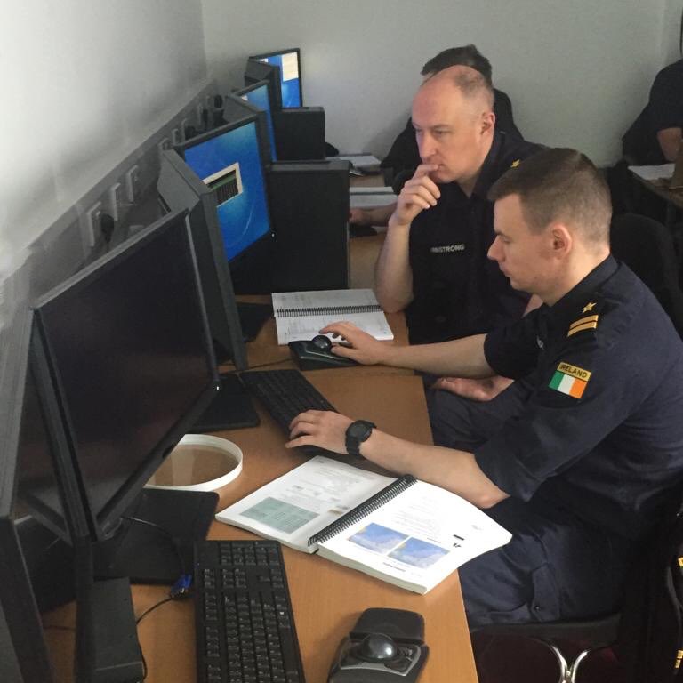 naval_service's tweet photo. #Watchkeepers undergo #training on the latest @OSIMaritime Warship Electronic Chart Display and Information Systems in the Operations Training Center at #Haulbowline. The WECDIS fit out is greatly enhancing the fleets #navigation, situation awareness and planning capabilities. https://t.co/izqR7JzTo7