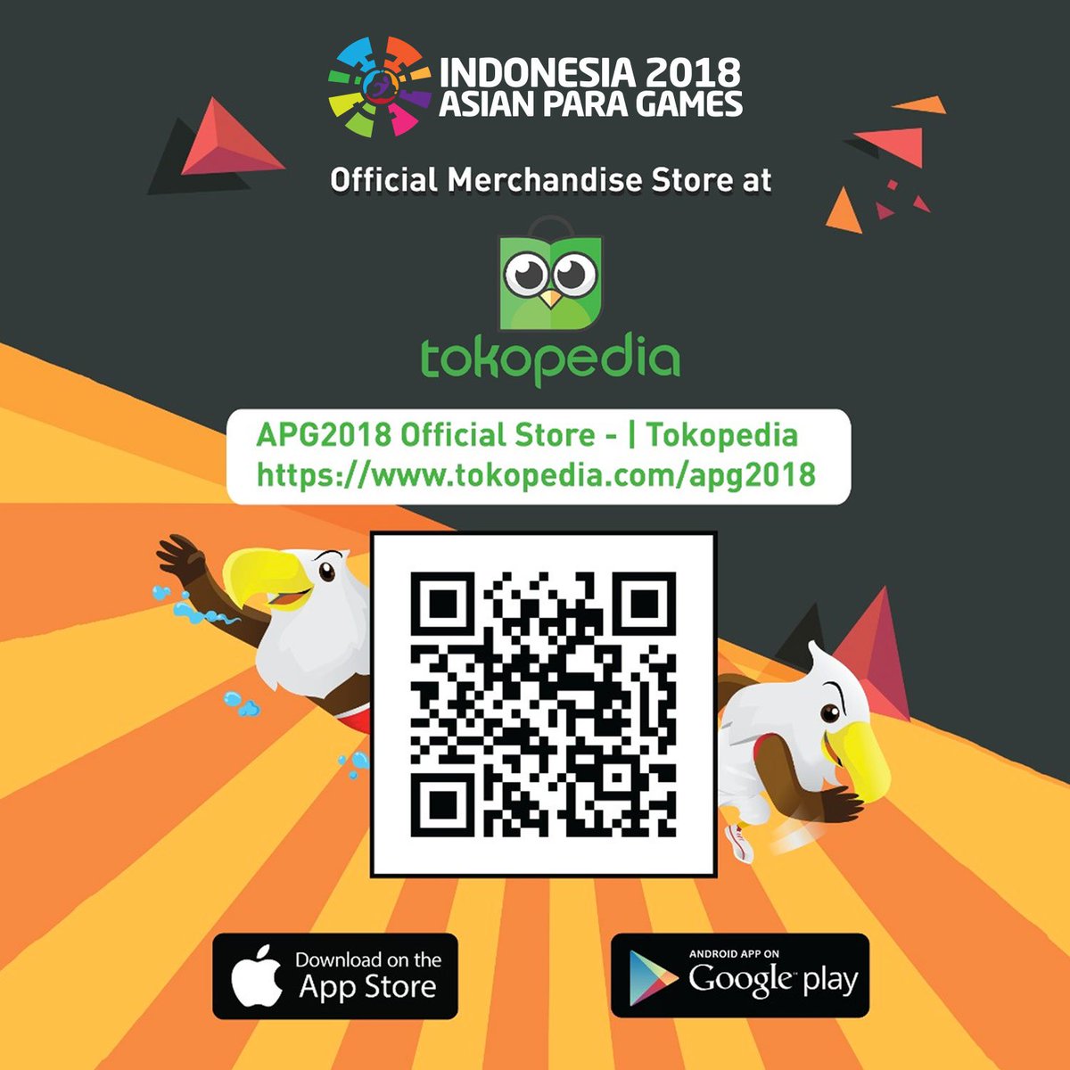 Hi, #ParaInspirasi! Miss Asian Para Games 2018 already? If you do, come collect our official merchandise that you can still get on Tokopedia! #ParaInspirasi #AsianParaGames2018
