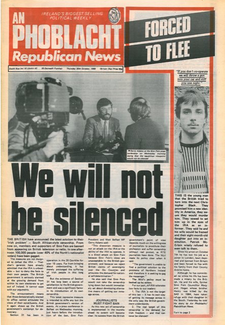On this day - 30 years ago today the British government introduced the broadcasting ban to prevent Sinn Féin representatives from being heard on TV and radio. 
anphoblacht.com/contents/27489