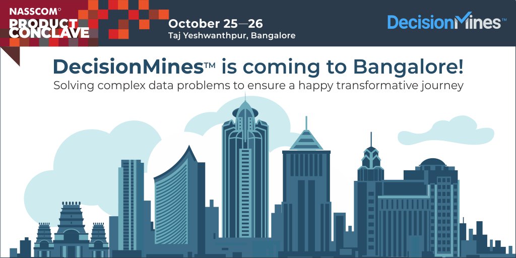 DecisionMines's tweet photo. From 'City of Lights' (Las Vegas) to 'Silicon Valley of India' (Bangalore). After an excellent stint at #andthen18, DecisionMines is now heading to @NASSCOM_Product Conclave from Oct 25 – 26. Your chance to know how our data-driven solutions are transforming global businesses! https://t.co/0ZOZNDCwpC