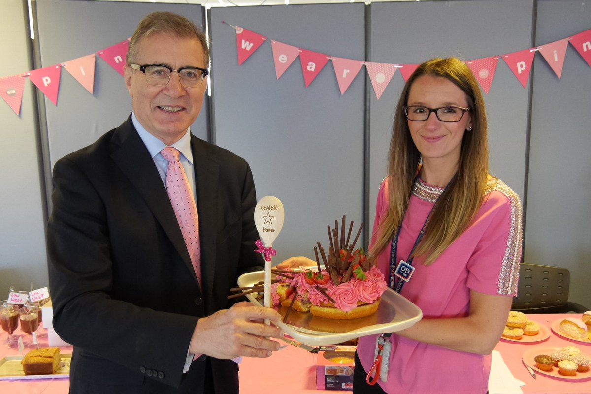 CEMEX_UK's tweet photo. Huge thanks to local MP @MarkPawsey for dropping in to support our #WearItPink charity day in Rugby and judging our cake bake-off @Breastfriends https://t.co/S32Z0P43gl