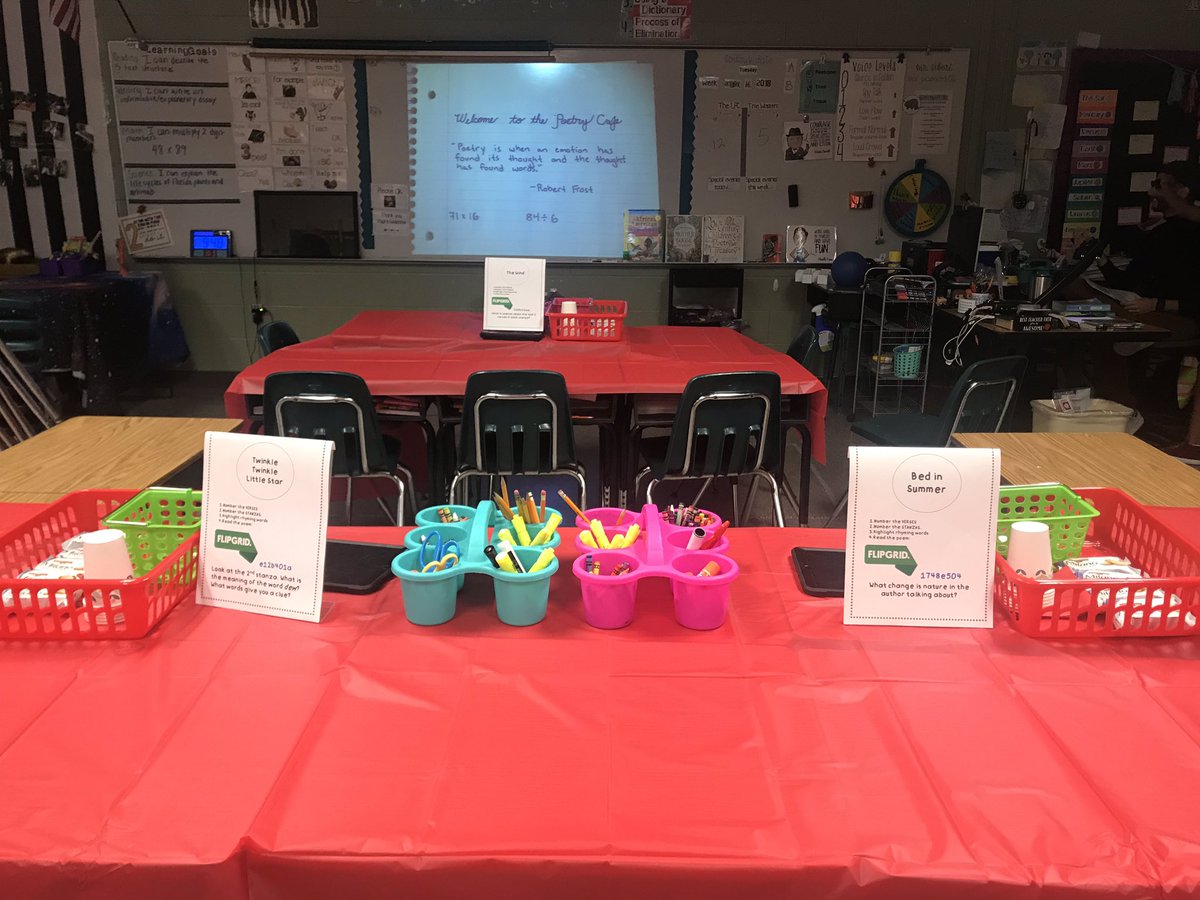 MsPapworthMES's tweet photo. Bonjour! Merci! Welcome to our Poetry Cafe! Today we will be reading poetry and then responding with @Flipgrid ! #LPCrew @MrSibert_MES @ManateeCCPS https://t.co/zyTI9Xd9tM