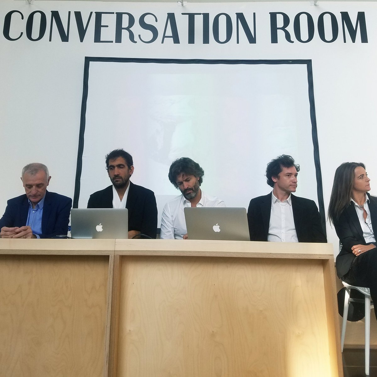 FIAC's tweet photo. ART &amp; ENVIRONMENT: ARCTIC CHALLENGES. A talk with Tarek Atoui, Jean Jouzel, Christopher Ono-Dit-Bouit and Marion Semblat. With the support of #lumaarles and the coproduction of @arter_agence.
#FIAC2018 #Conversationroom https://t.co/w8io8H1pUE