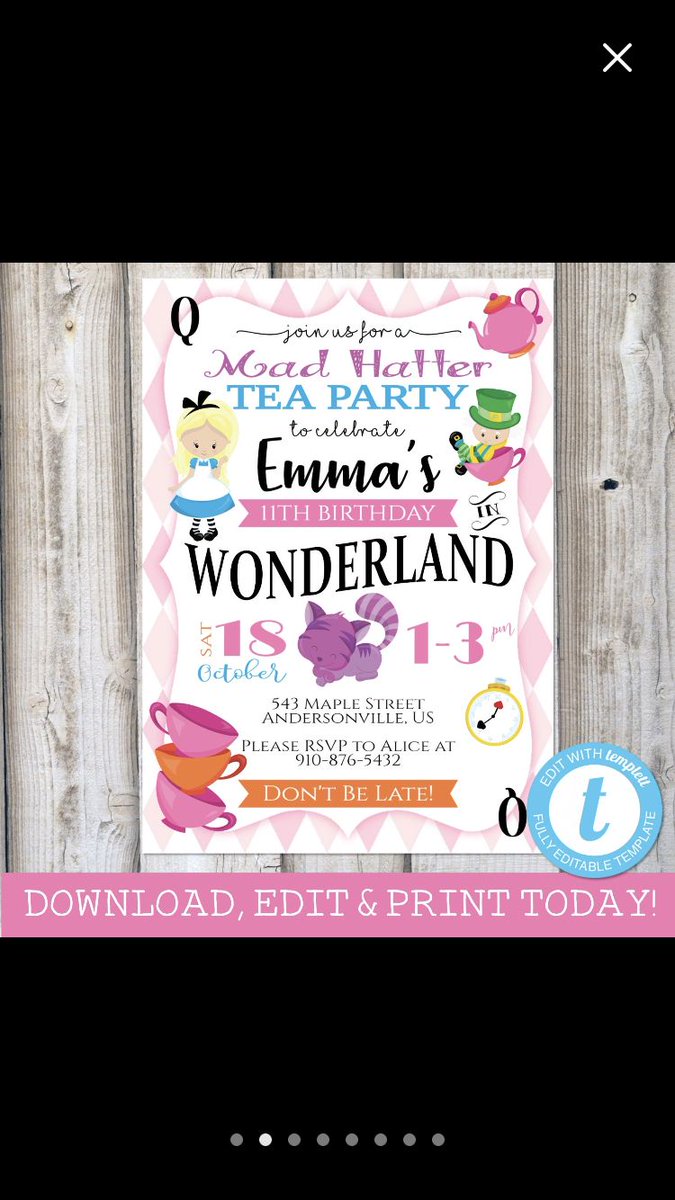 RadFamilyDesign's tweet image. Time for Tea! ☕️ Adorable #AliceinWonderland invitation set, with matching thank you cards and decorations!

#aliceinwonderland #teaparty #radfamilydesigns #etsyshop #etsysale #printableparty #templett