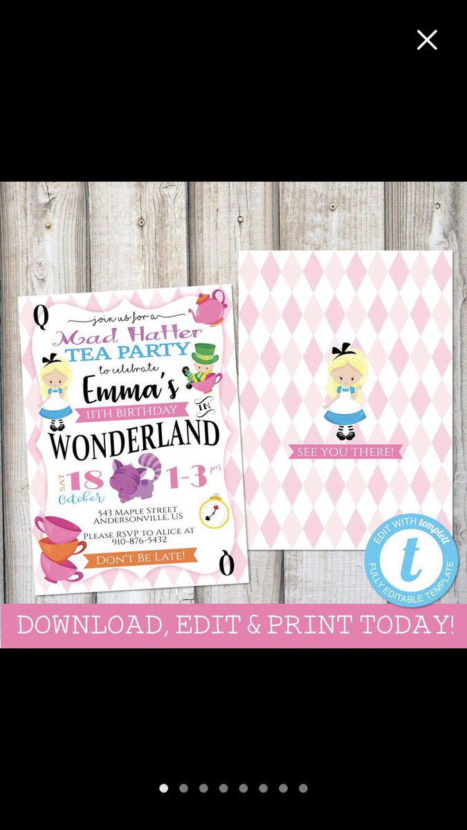 RadFamilyDesign's tweet image. Time for Tea! ☕️ Adorable #AliceinWonderland invitation set, with matching thank you cards and decorations!

#aliceinwonderland #teaparty #radfamilydesigns #etsyshop #etsysale #printableparty #templett