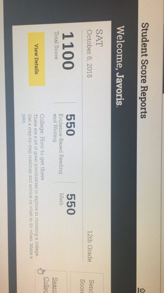 lil2datruth2's tweet photo. SAT scores 😇@HornetRecruits https://t.co/SxSUEMysY7