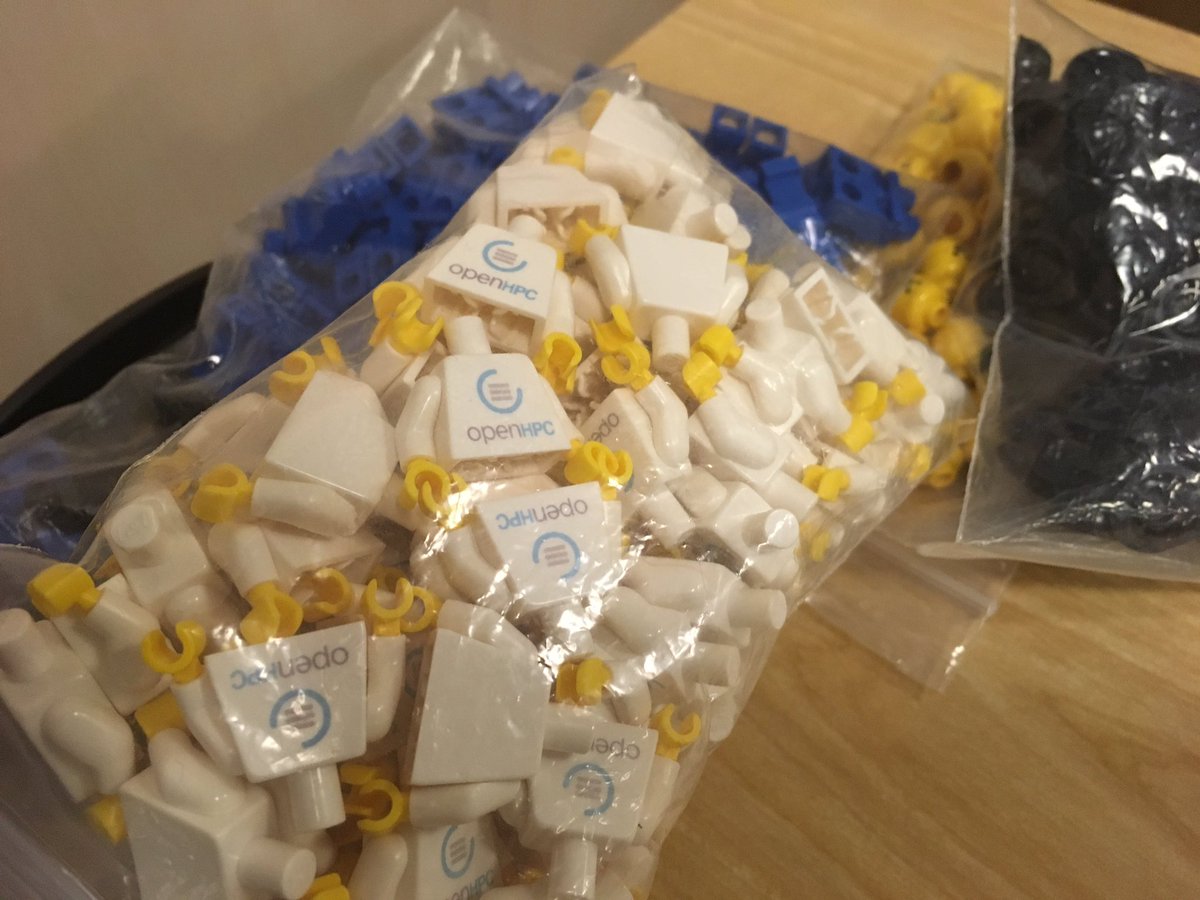 rainleander's tweet image. Adrian’s giving us @OpenHPC #lego figures! #centosdojo #rdoday #cern