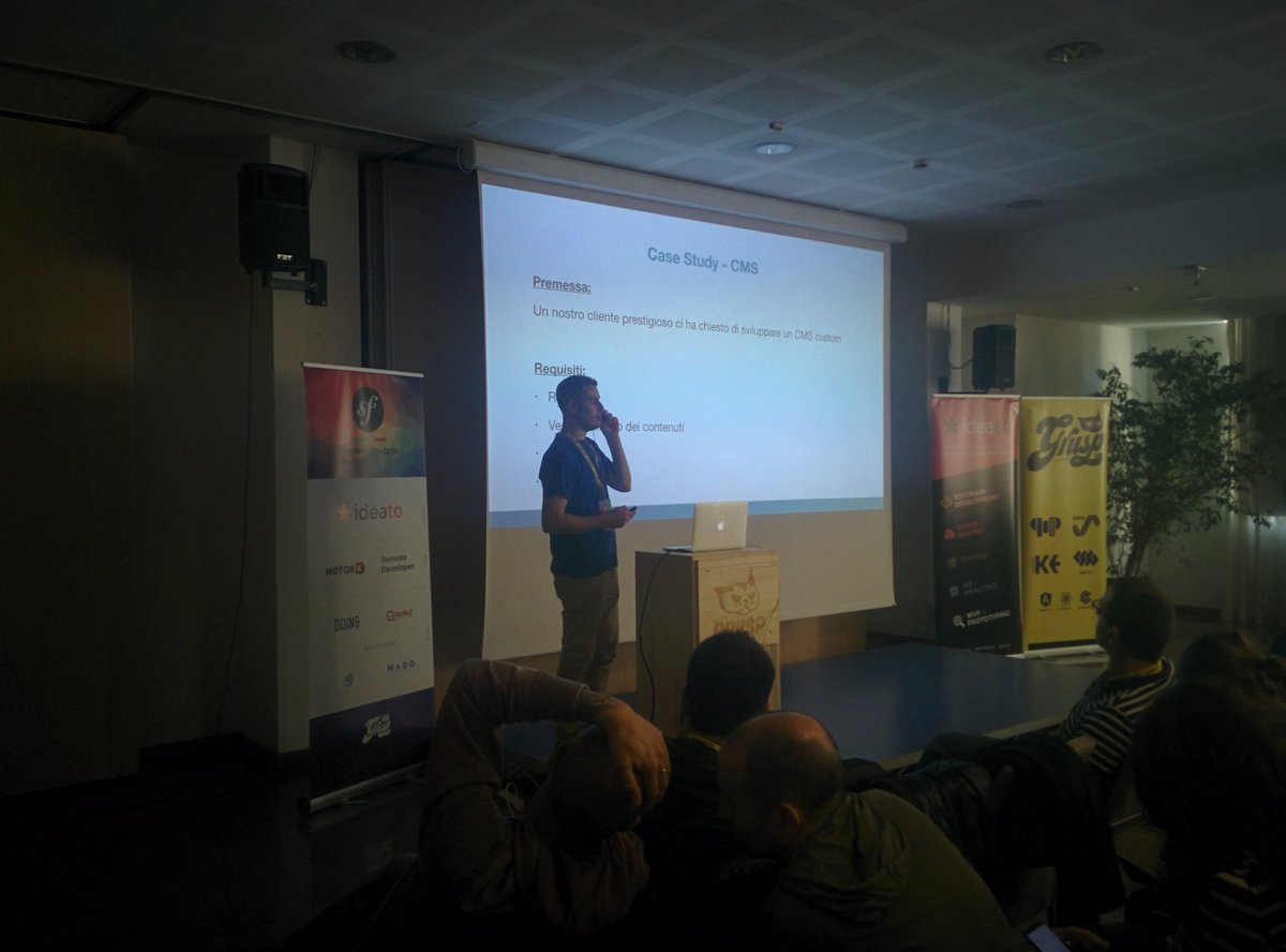 dlondero's tweet image. &quot;PHPCR &amp;amp; API Platform: What it really means to build a CMF&quot; by @pollaci89 at #symfonydayit