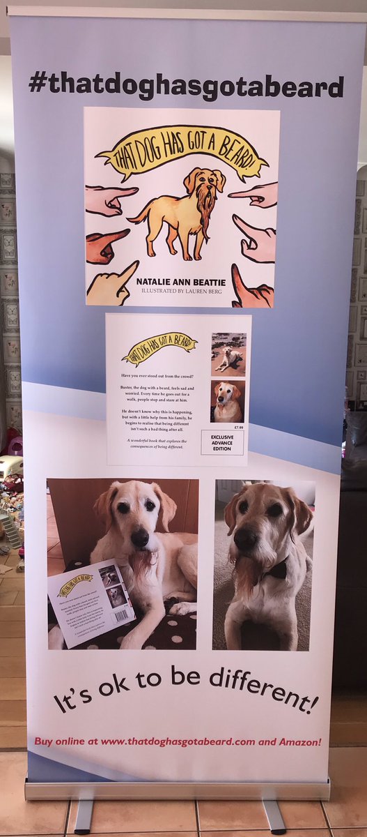beattie_natalie's tweet photo. How cool is my pull up poster?! #thatdoghasgotabeard #itsoktobedifferent #autismawareness #booksofinstagram #labradoodle #dogsofinstagram #bookreadings #visitstoyou #barrylibrary #penarthlibrary #valelibraries #southwales #localauthor #spreadtheword #ausomemum #luckybreak https://t.co/kFKVLF9Gll