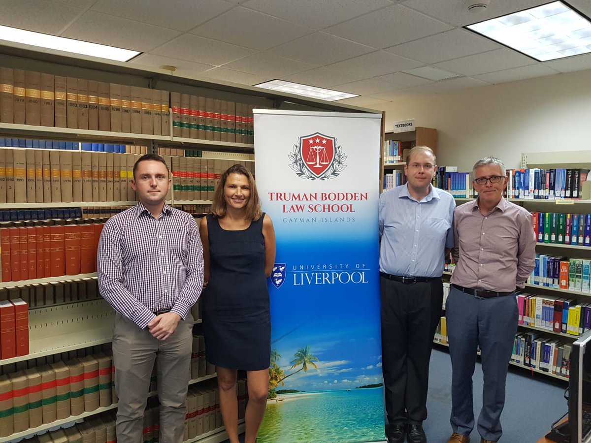 TBLSCayman's tweet photo. A slightly belated, but nevertheless warm, welcome to our new academic staff here at TBLS. From L-R @marcrhysj @mskerrylewis Andrew Perkins and Derek O'Brien. #lawschool #lawteacher #cayman https://t.co/bO9gsY1jle
