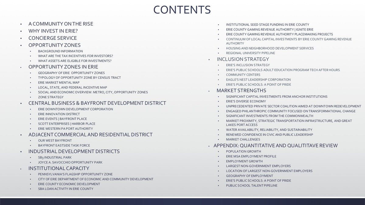 CityofEriePA's tweet photo. City of Erie Investment Prospectus
Prepared by the City of Erie
In partnership with
The Erie Downtown Development Corporation (@ErieDDC)
The Erie County Community and Economic Development Data Center https://t.co/ZGBinqrlNW