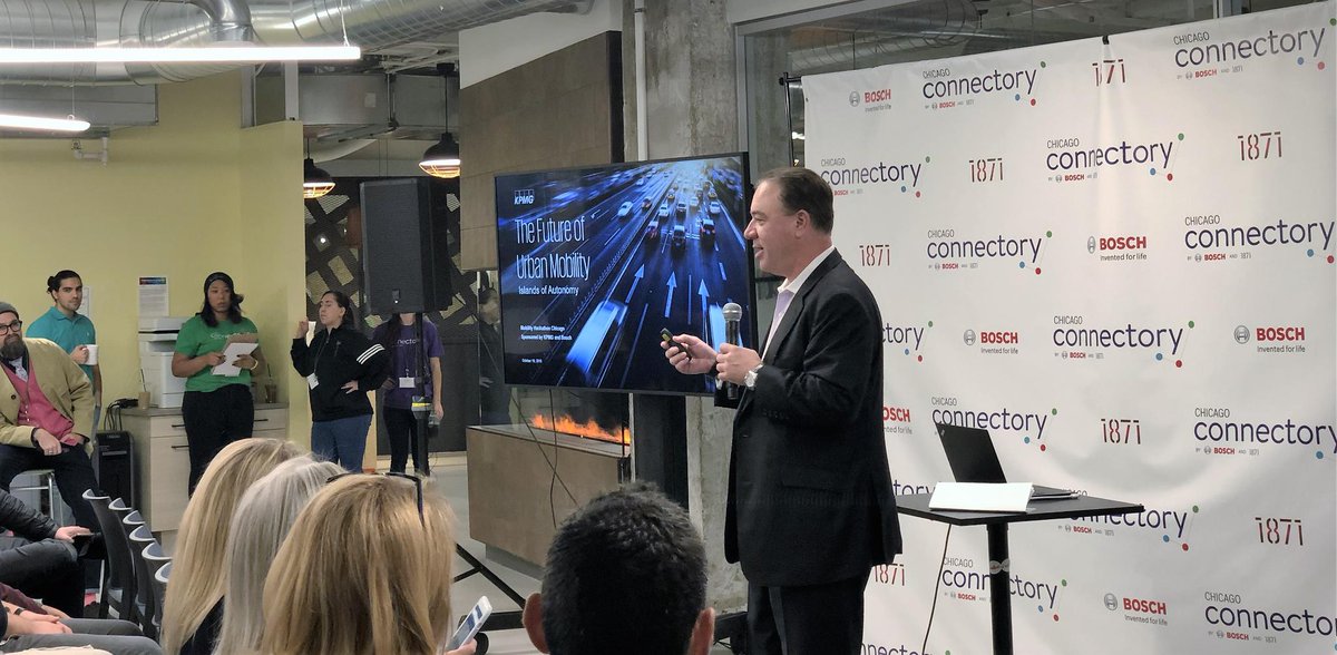 KPMGUS_News's tweet photo. From #Chicago #Mobility #Hackathon @boschusa @connectory: @SteveHill_SI urges participants to think about daily activities that are delayed or infringed upon by mobility. For example: senior citizens and their access to #healthcare and social activities.  #ChicagoIdeas https://t.co/7x9WMeAqYE