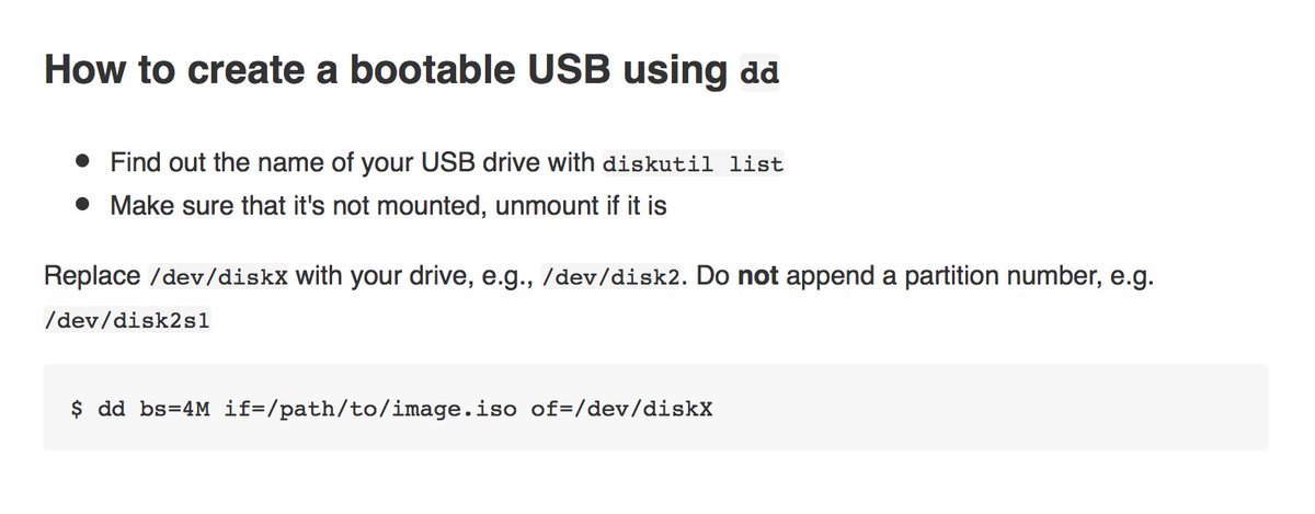 romantomjak's tweet image. How to create a #bootableusb on #osx using #dd