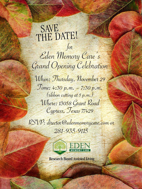 EdenMemoryCare's tweet photo. Thursday, November 29 is a very special day for us so mark your calendar! https://t.co/T5Z1Okgnvd