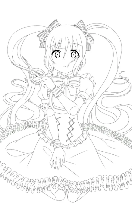 お顔が気に食わないので色塗らない線画
描き直します... 
