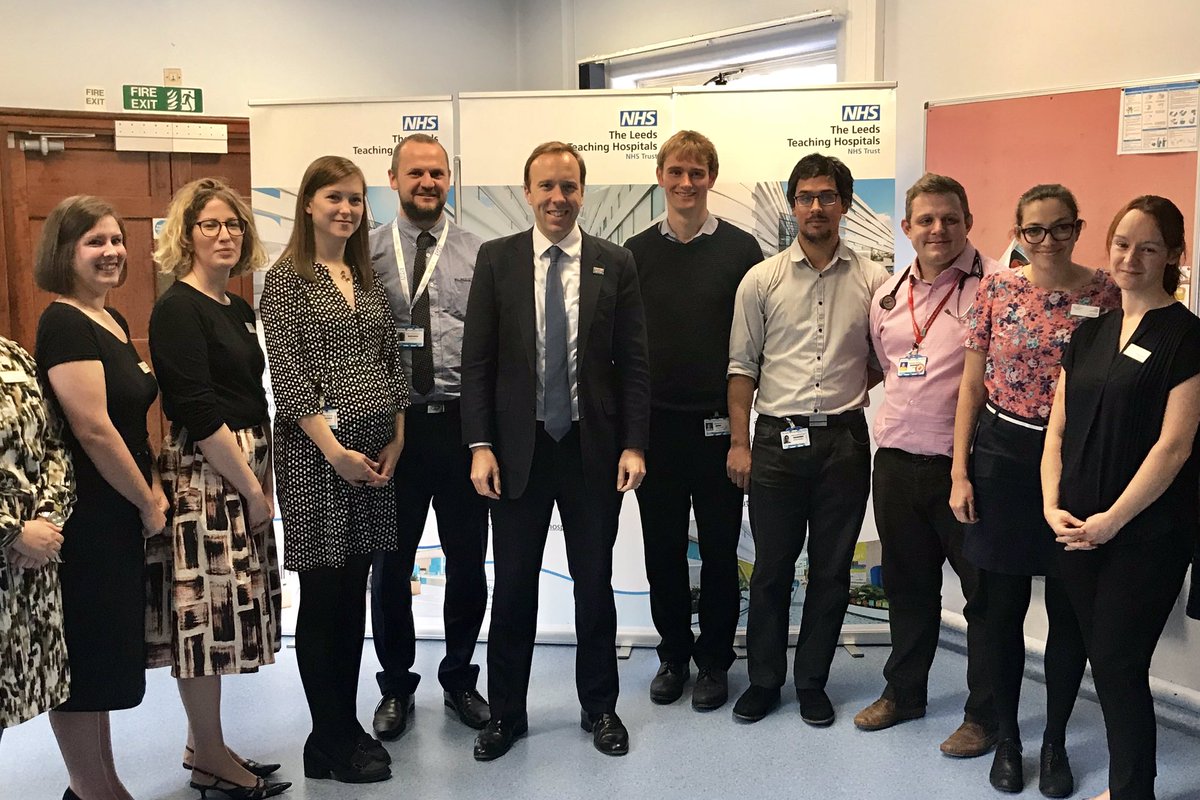 MattHancock's tweet photo. Great visit to Leeds General Infirmary today to spend some time listening to the thoughts &amp; concerns of the Junior Doctors, nurses &amp; @YorksAmbulance staff &amp; many more dedicated NHS staff on the frontline. @leedshospitals https://t.co/pTo5nu9W3i