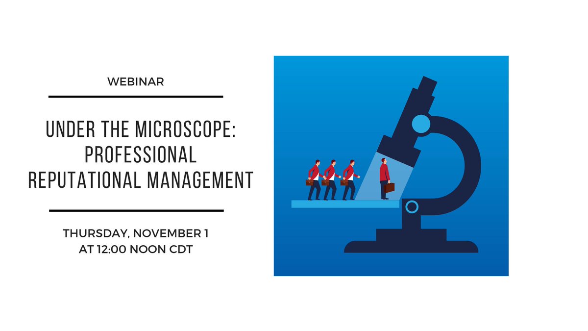 TheVETRecruiter's tweet image. #Webinar: Under the Microscope (Professional #ReputationalManagement)

Join us and Debbie Boone of @2ManageVets for this special webinar designed especially for the #Animal Health &amp;amp; #Veterinary industry.

Thu, Nov 1, 2018 1:00 PM - 2:00 PM EDT

Register: register.gotowebinar.com/register/48494…