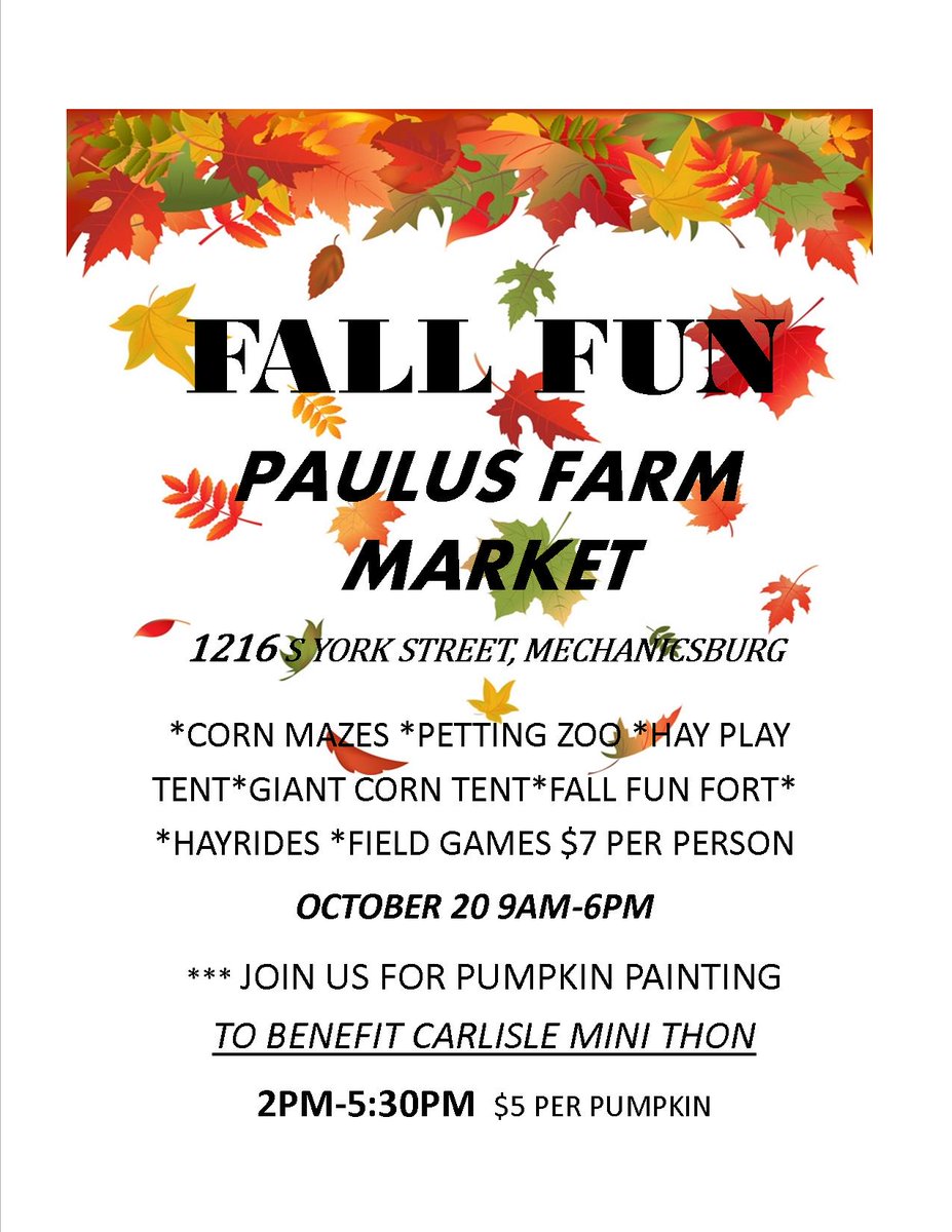 CHSminithon's tweet photo. Come PAINT A PUMPKIN from 2-5:30 at PAULUS FARM in Mechanicsburg to support CHS Mini-THON!! See you there! RT to spread the word! https://t.co/oi3R5Td5qj