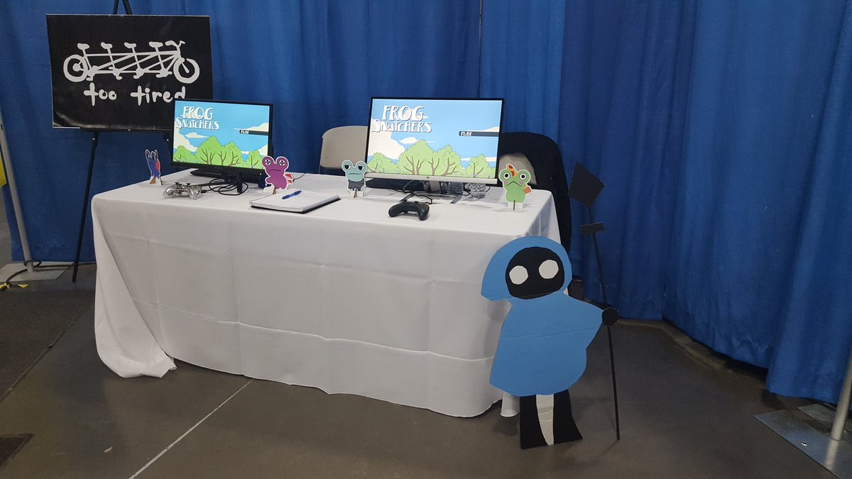 TooTiredStudios's tweet photo. Come check out our booth at Vermont Tech Jam today and play a new build of Frog Snatchers, hot off the presses! The team will be around all day from 10am to 6pm! https://t.co/2OusEvadKm