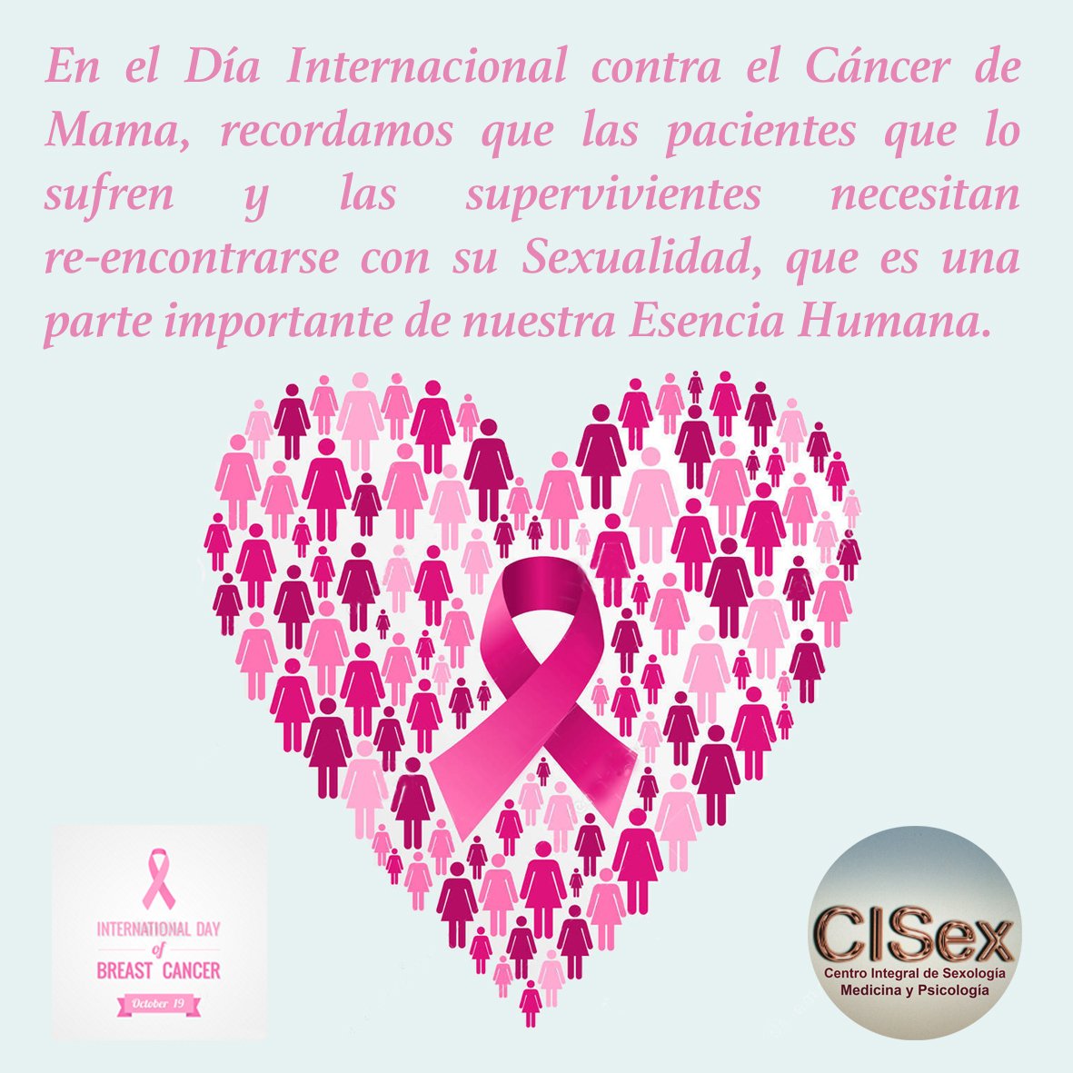 CISexbcn's tweet photo. Día Internacional contra el Cáncer de Mama 
#diainternacionalcontraelcancerdemama #internationaldayofbreastcancer #sexualidad #sexologia #sexología #sexologíaclínica #sexologiaclinica #sumatealrosa #SumateAlRosa https://t.co/vxPhuuNrGq