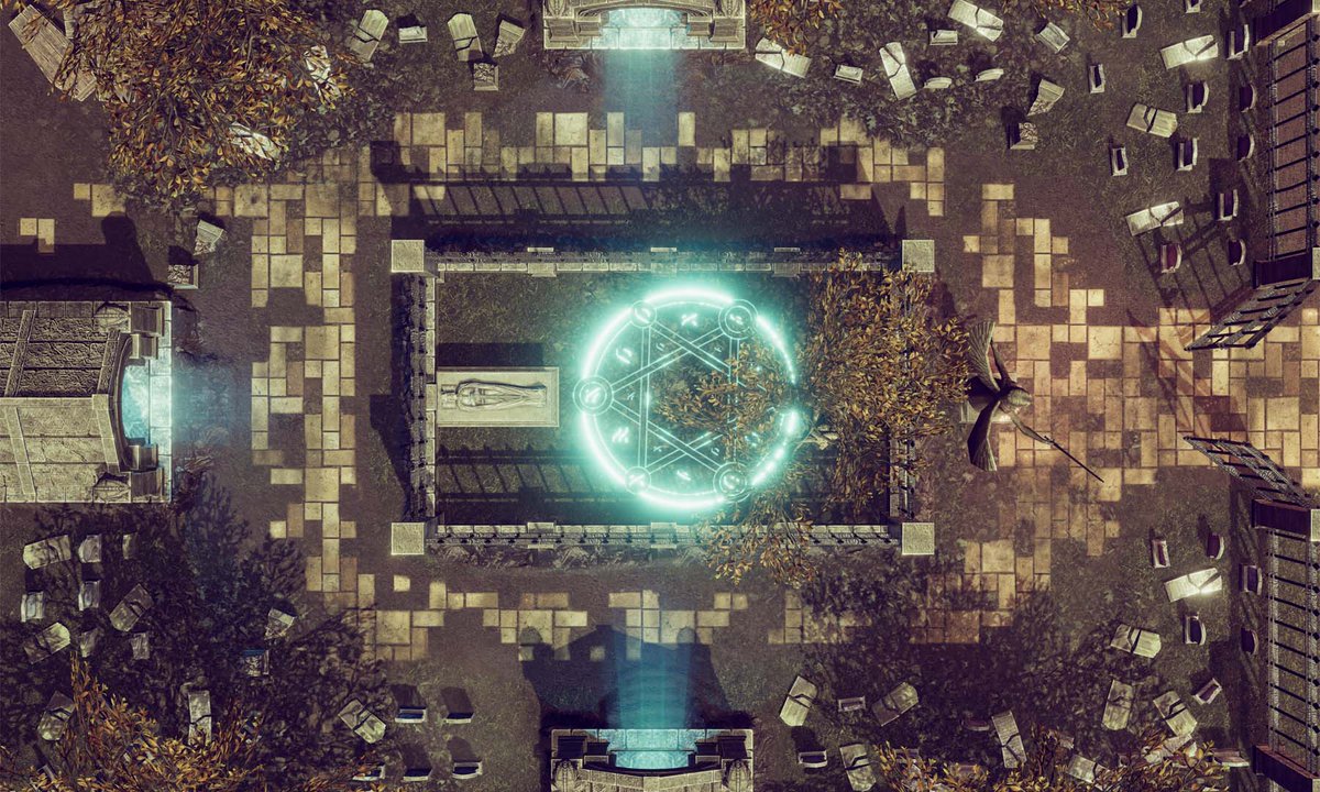 🎃 Celebrate Halloween with this (nec)romantic encounter!  Skeletons, zombies, ghosts and a lich! For characters of any levels! A2 printable map.
👉 ow.ly/bgGz50jpK7O 
#dnd #dnd5e #cartography #rpg #ttrpg #eberron #pathfinder #dnd35 #dm #dmtips #rphook #rpghook #battlemap