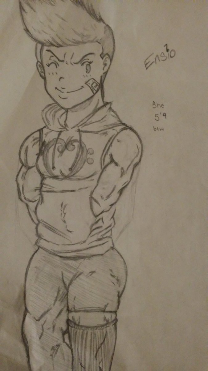 _E_LOW's tweet photo. Meet the sound-wave user, Ensio! She has a knack for fighting and is quite the gentle giant! She's uh, 5'9" also! https://t.co/zSEITLepRk
