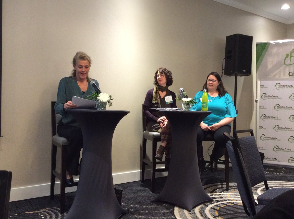 Our first panel discussion of the day is about the Repair and Maker Movement. Martine Postma is moderating and we’re hearing from Jen Ballad from Repair Fair Cincy and Kat Walter from the Yellow Springs Repair Cafe. #reuseconex