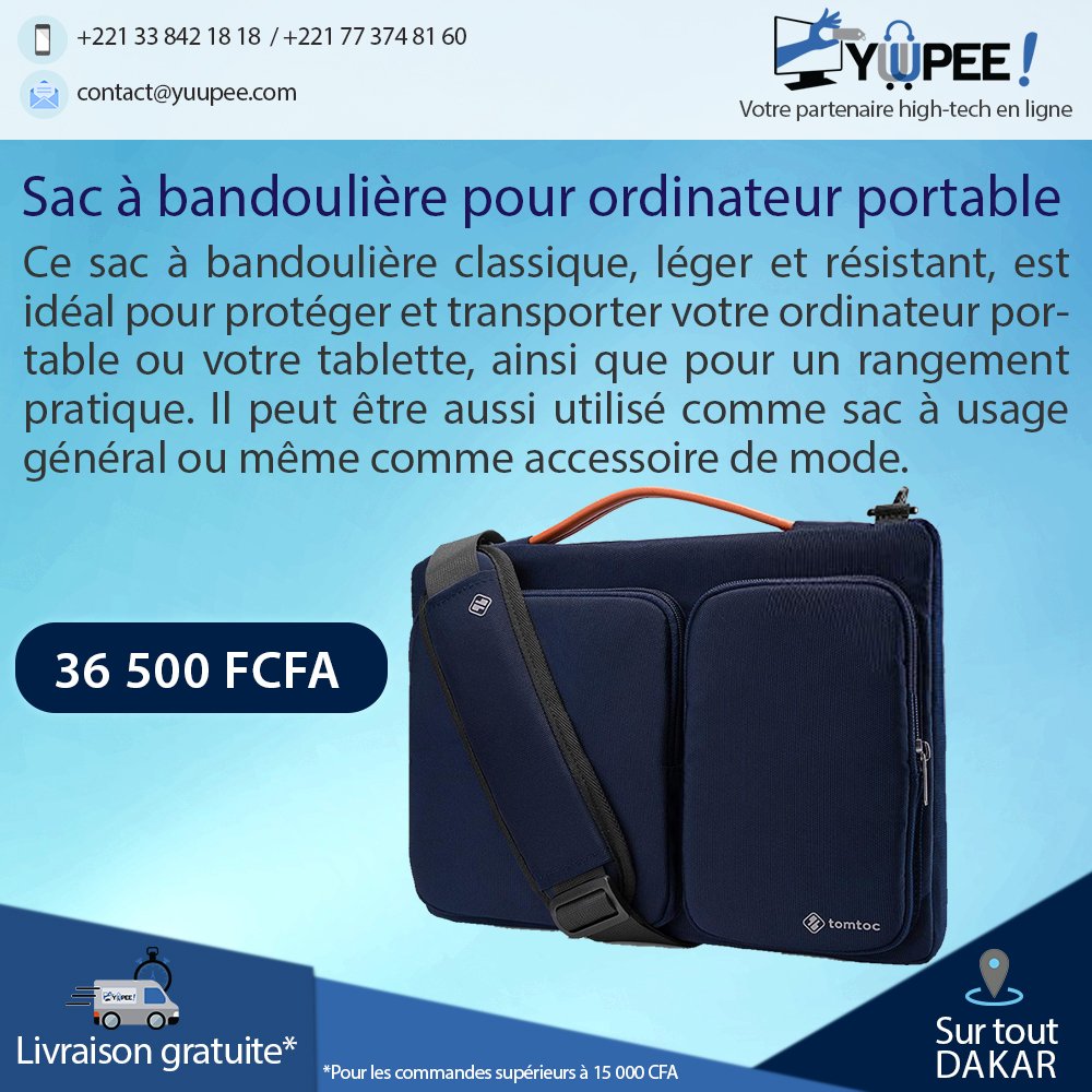 YuupeeStore's tweet photo. 📢 Sac à bandoulière pour ordinateur portable

➡️ https://t.co/S12usrnlpV
🚛 Livraison gratuite sur Dakar
☎️: +221 33 842 18 18 / +221 77 374 81 60 https://t.co/wz0E2KR2Py