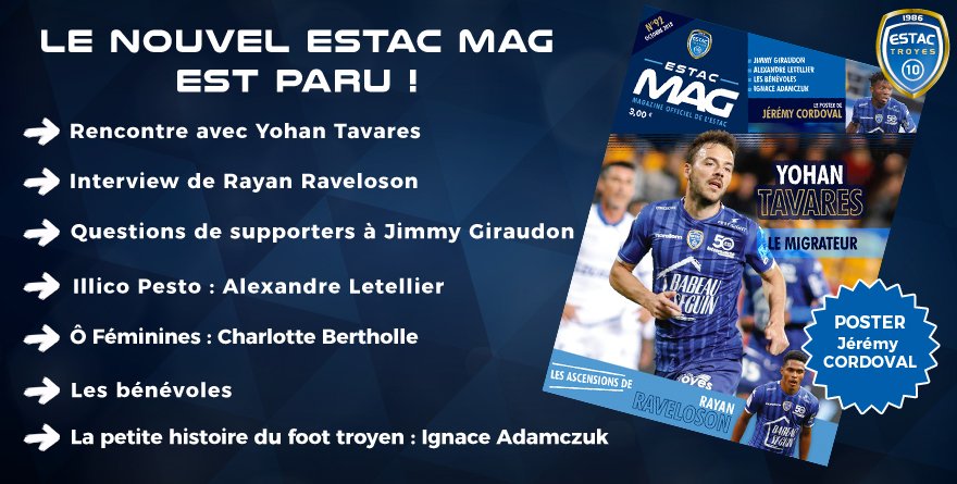 estac_officiel's tweet photo. 📘#EstacMag d'octobre est paru !
Les abonnés pourront le retirer ce soir aux buvettes du Stade de l'Aube sur présentation de la carte d'abonnement !
➡️ https://t.co/q0sCkMlBjj https://t.co/wyEWnjwGAX