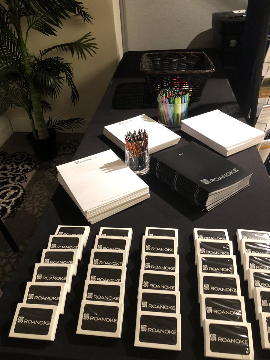 ATACarnetAmanda's tweet photo. The @RoanokeTrade #WESCCON2018 booth is all set up and ready for you to get your insurance, surety and #ATACarnet questions answered! We have great giveaways this year playing cards, wine bottle stoppers and monthly planners! See you @wesccon https://t.co/GEj2pNeM2m