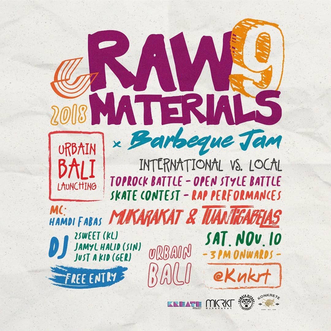 KNKRT_BALI's tweet photo. Japan, Netherland, Germany, Malaysia, Singapore, Switzerland, New Zealand, Vietnam and some of the local heads are CONFIRMED to attend !!! 💥💥💥 Make sure you won't missed this annual jam "RAW MATERIALS 9" Nov 10th 2018 at @knkrt_bali !!! 
#knkrt_bali #knkrt #konkrete https://t.co/niiiNLIeJS