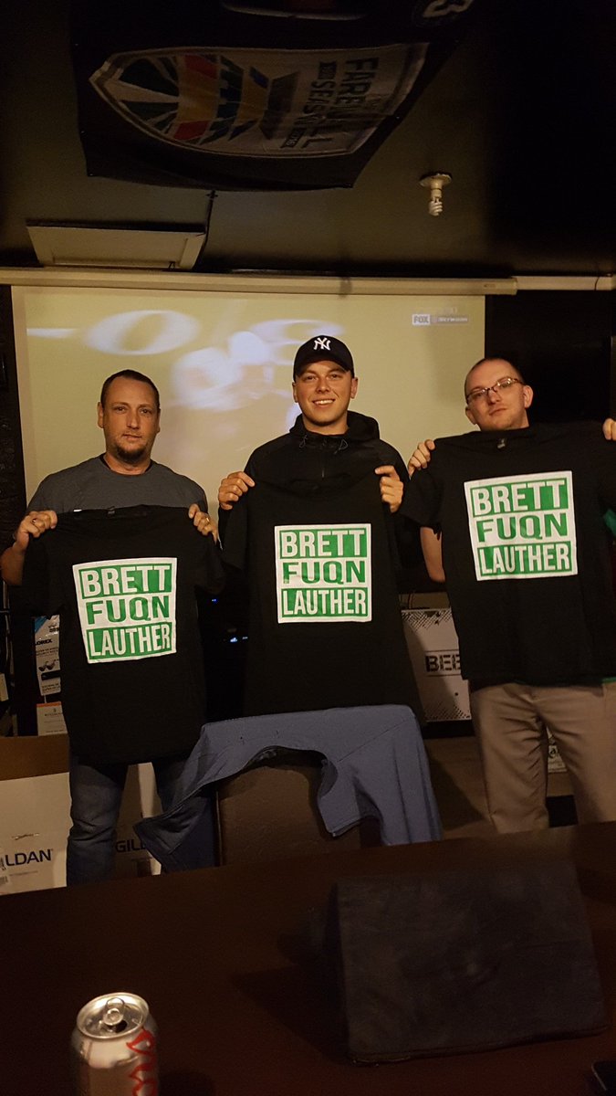 Safimod's tweet photo. ICYMI: @PifflesPod is joining up with @Riderprider19 and @brettlauther to help raise money for @TRevitalization in Brett's home town! 

Buy one of these awesome shirts for $25 (plus shipping if required).

#BrettFuqnLauther https://t.co/dDlQe9kVz8