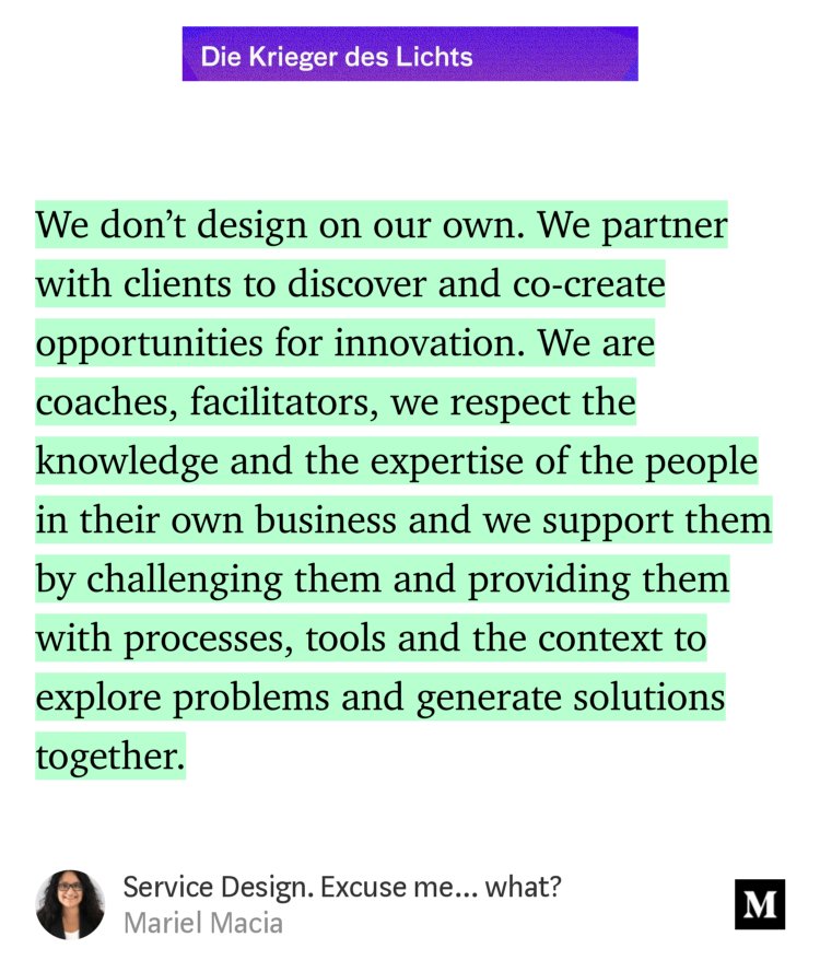 "Service Design. Excuse me… what?" - Mariel Macia link.medium.com/Dnh4Az1Z8Q