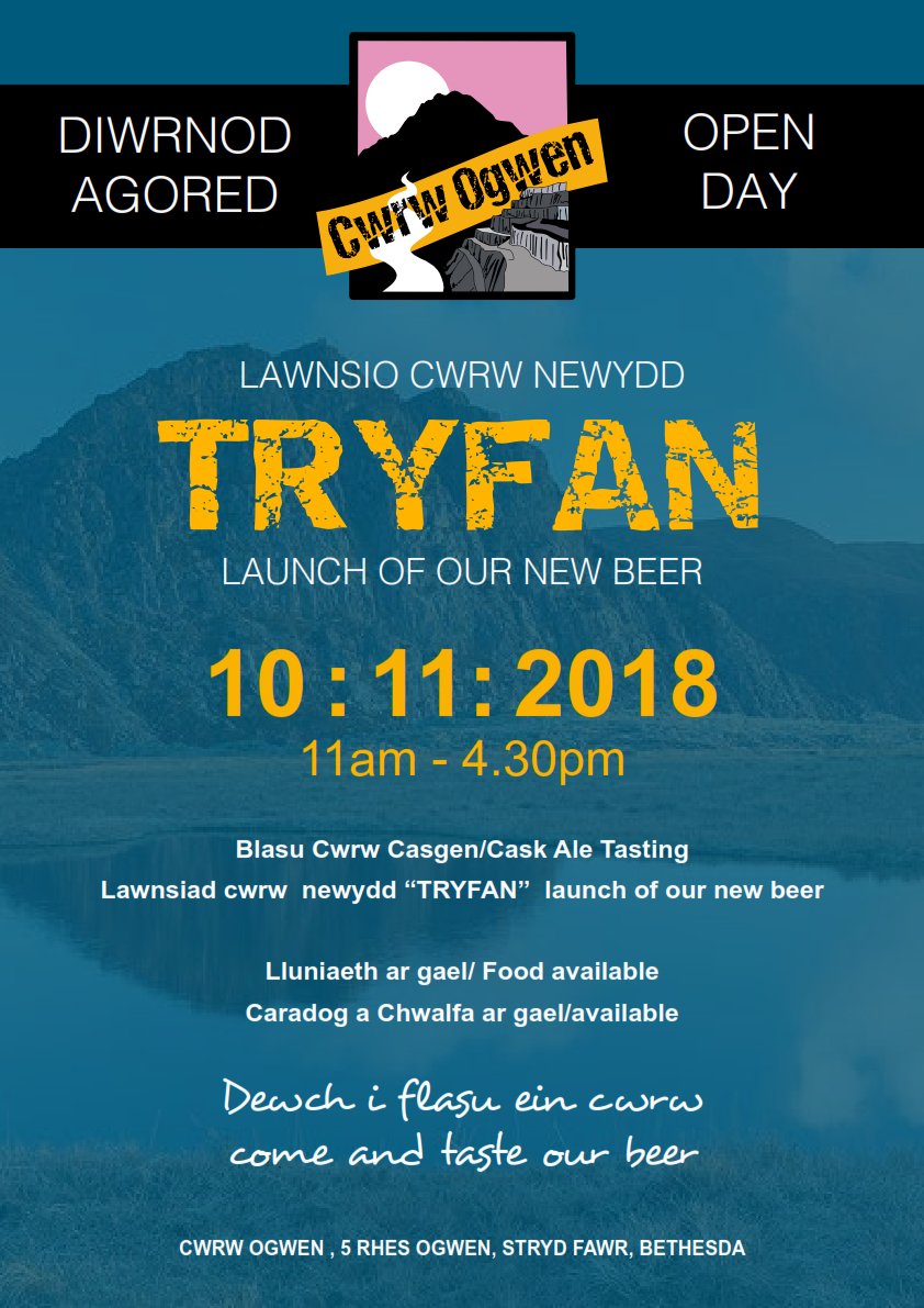 Dydd Sadwrn 10-11-2018 yn Cwrw Ogwen <a href="/MarchnadOgwen/">Marchnad Ogwen</a> <a href="/CricedBethesda/">Bethesda CC</a> <a href="/JonesoGymru/">Jones o Gymru</a> <a href="/HanesDyffOgwen/">Hanes Dyffryn Ogwen</a> <a href="/BBCCymruFyw/">BBC Cymru Fyw</a>