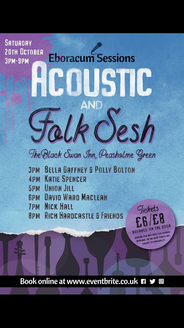 Tomorrow <a href="/nickbhall1/">Nick Hall</a> of <a href="/plumhall/">Plumhall</a> is playing live at <a href="/EboracumSesh/">Eboracum Sessions</a> at Black Swan in #York music starts 3pm. Superb line up including @BellaandPolly <a href="/UnionJillMusic/">Union Jill</a>  and many more #awardwinning #singersongwriter Nick is on at 7pm.  facebook.com/events/2633290…