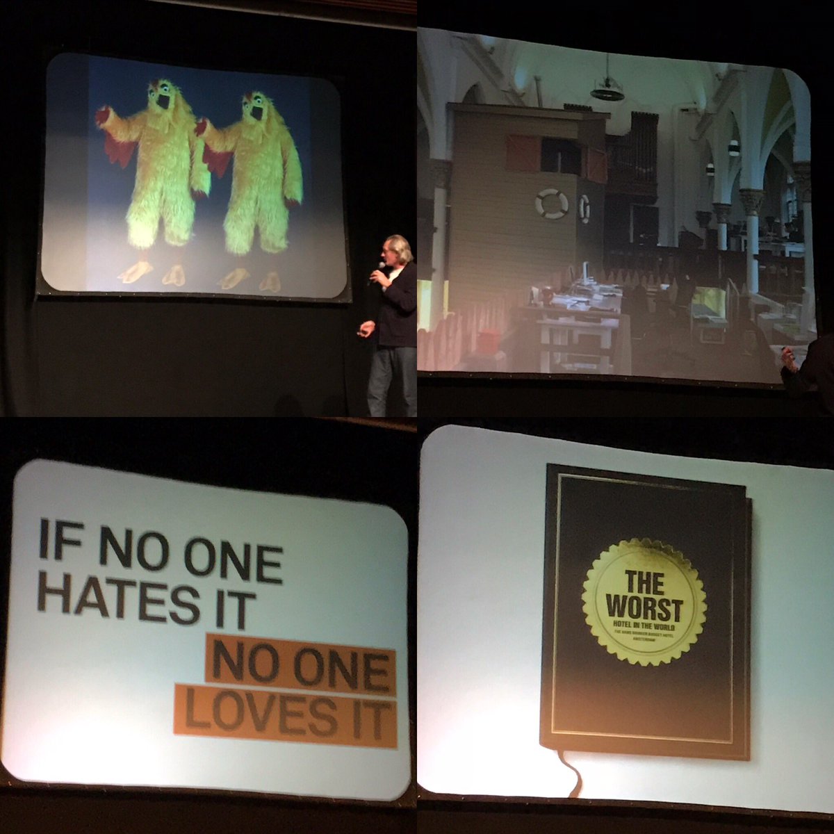 DenvirMarketing's tweet photo. Wear a chicken suit to work, get fired, open agency in a church, make stuff people hate &amp; fail deliberately to find a new way. Brilliant @KesselsKramer 👏🏻

#DenvirTweetsGDFS #KesselsKramer #ErikKessels
#GDFS #TopFormUK #GraphicDesign #Copywriting #Creativity #Marketing #GDFS2018 https://t.co/zvbdnRCGOX