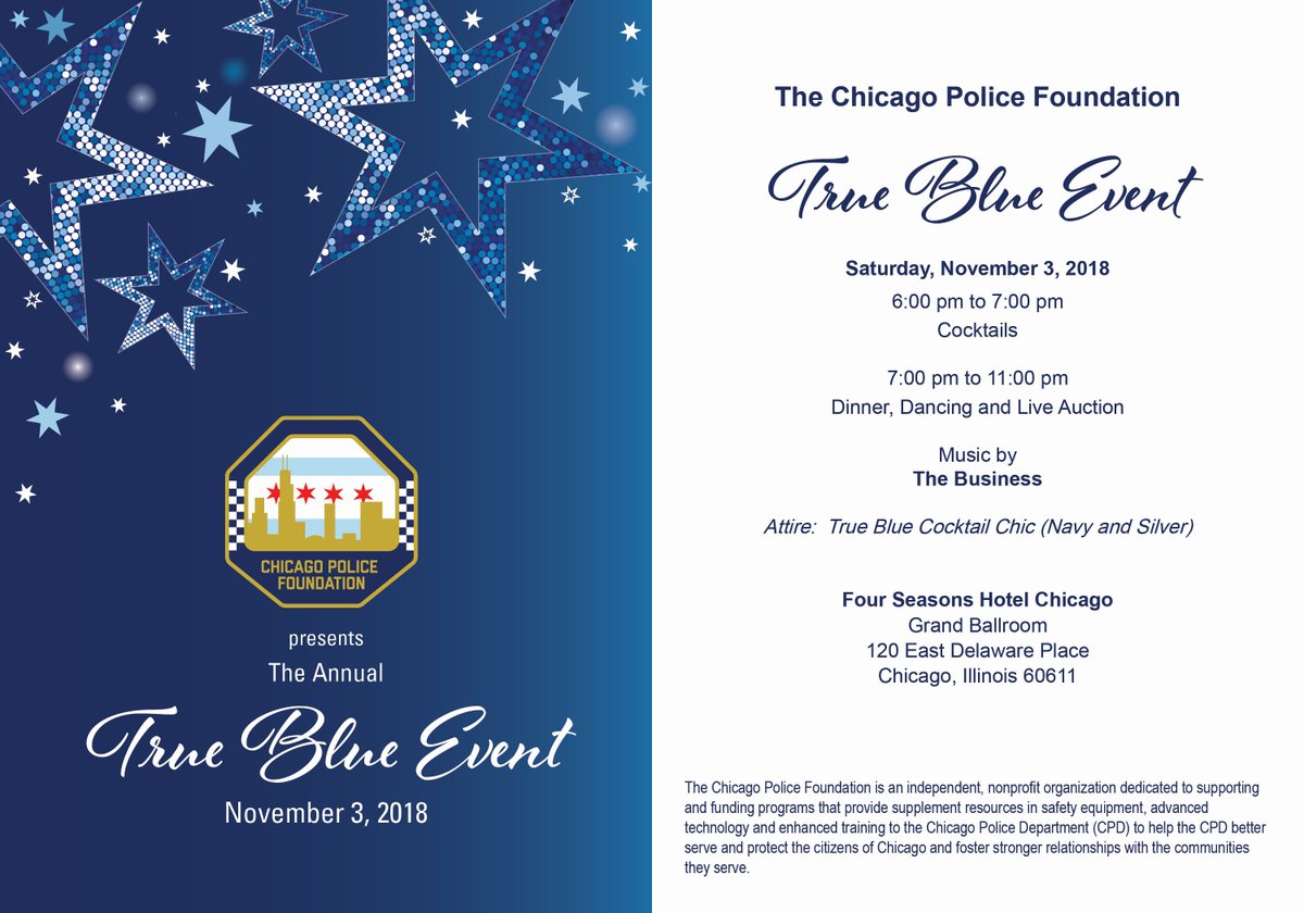 To learn more about the Chicago Police Foundation or to purchase your  tickets to the 2018 True Blue Gala please visit: https://t.co/G1N0LpoT7L, image size:1200x840