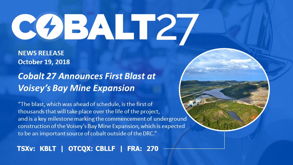 A_Milewski's tweet photo. $KBLT Announces First Blast at Voisey’s Bay Mine Expansion
Vale has confirmed the start of the Voisey’s Bay transition to underground mining.
#cobalt #cobaltstream #batterymetalshttps://www.cobalt27.com/investors/news-releases/index.php?content_id=186 https://t.co/KflvwoMusu