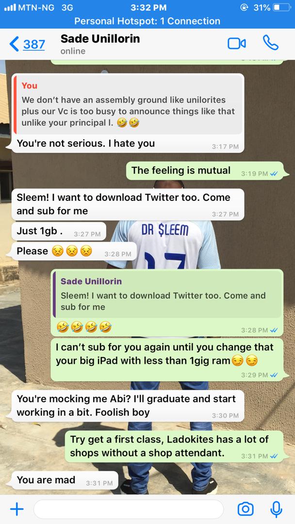 OsikomayaOmogb1's tweet photo. When I say Lautech is never a match for Unilorin they will argue... One Lady from Unilorin Sade her name just showed me I am right.... @SubDeliveryZone @KraksTV @I_pissVodka @FunnyAfrica @awkwardposts 
#lautechvsunilorin https://t.co/1ktcKZmMuS
