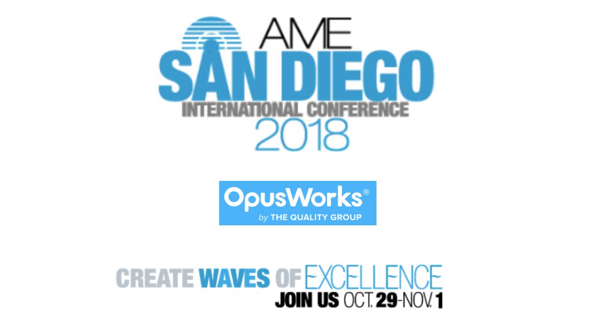 OpusWorksTQG's tweet photo. As a Gold Sponsor of @AMEConnect, we look forward to seeing everyone at #AMESanDiego 10/29-11/1. 
#processimprovement #Lean https://t.co/a1TARjDLyb