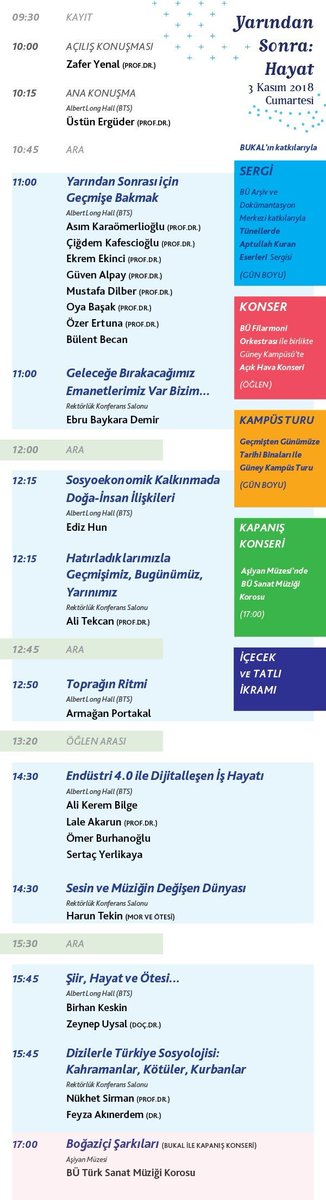 BÜ'yülü Bir Gün Etkinlik Programı,
3. Kasım, Cumartesi