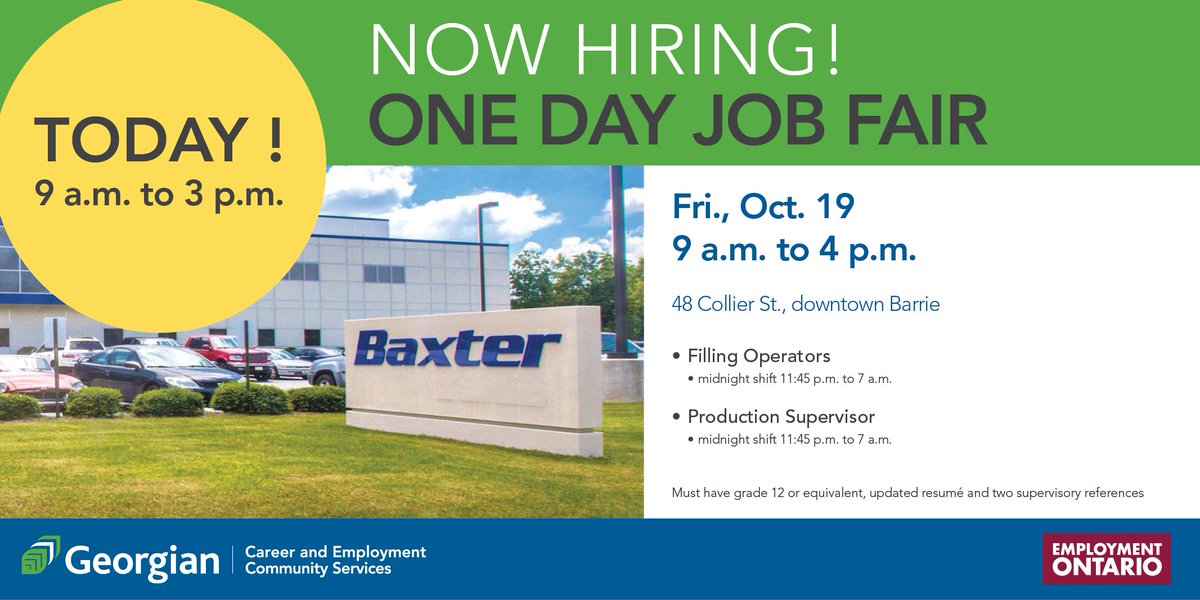 Plan on getting a new job over lunch - drop in and meet the Baxter Hiring Team!