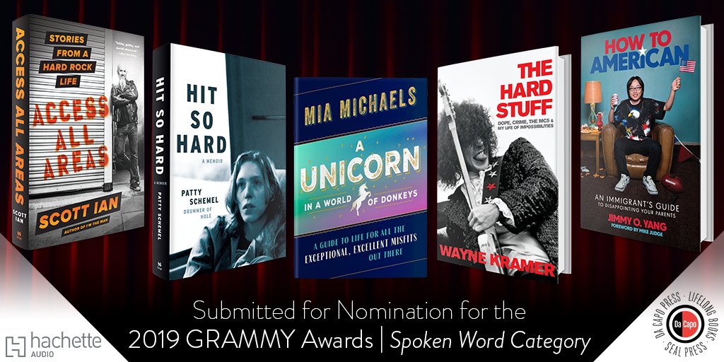 Da Capo Publicists (@dacapopr) on Twitter photo We have five books eligible for a GRAMMY in the Spoken Word category! If you're a member of the <a href="/RecordingAcad/">Recording Academy / GRAMMYs</a>, please consider voting for <a href="/Scott_Ian/">Scott Ian</a>, <a href="/PattySchemel/">Patty Schemel</a>, <a href="/MMRAW/">MIA MICHAELS</a>, <a href="/waynekramer/">Wayne Kramer</a>, and @FunnyAsianDude. We have five books eligible for a GRAMMY in the Spoken Word category! If you're a member of the <a href="/RecordingAcad/">Recording Academy / GRAMMYs</a>, please consider voting for <a href="/Scott_Ian/">Scott Ian</a>, <a href="/PattySchemel/">Patty Schemel</a>, <a href="/MMRAW/">MIA MICHAELS</a>, <a href="/waynekramer/">Wayne Kramer</a>, and @FunnyAsianDude.