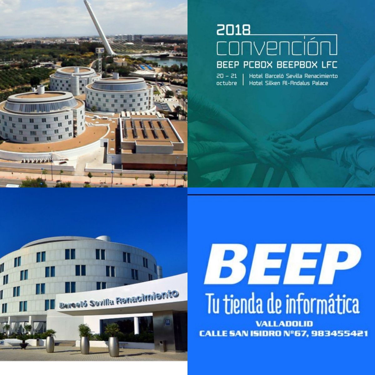 BEEPVALLADOLIDD's tweet photo. Y nuestra Convención este año es en Sevilla, y dónde mejor lugar que el Hotel Barceló Sevilla Renacimiento para ella. #challengesevilla2018 @HBRenacimiento @beepinformatica  #convencion #ticnova #sevilla #españa #beepsanisidro67 #informatica #convencion https://t.co/wu4pab7wkY